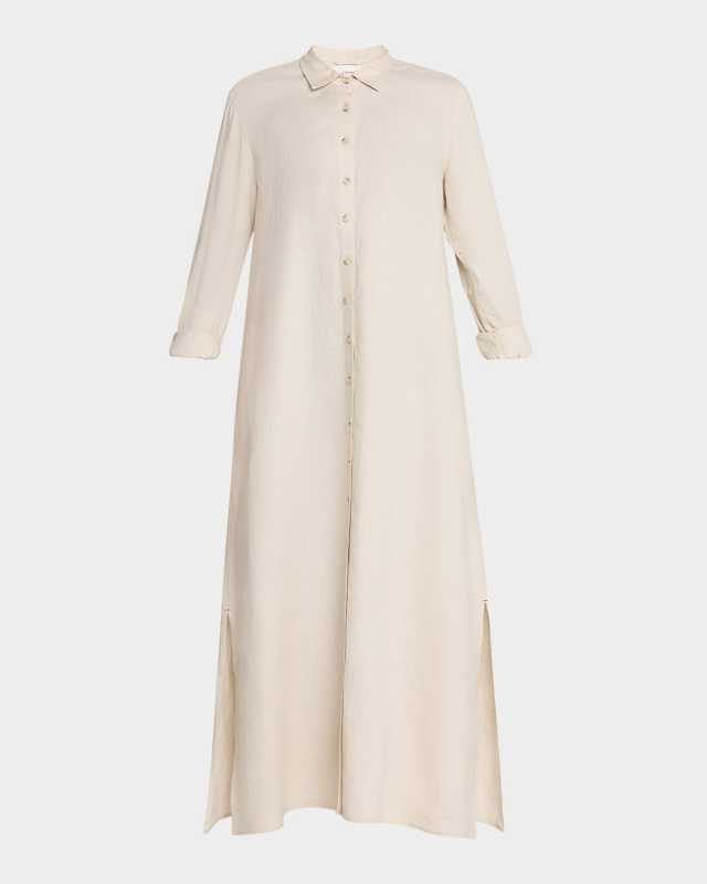 Boden Linen Button-Front Maxi Dress